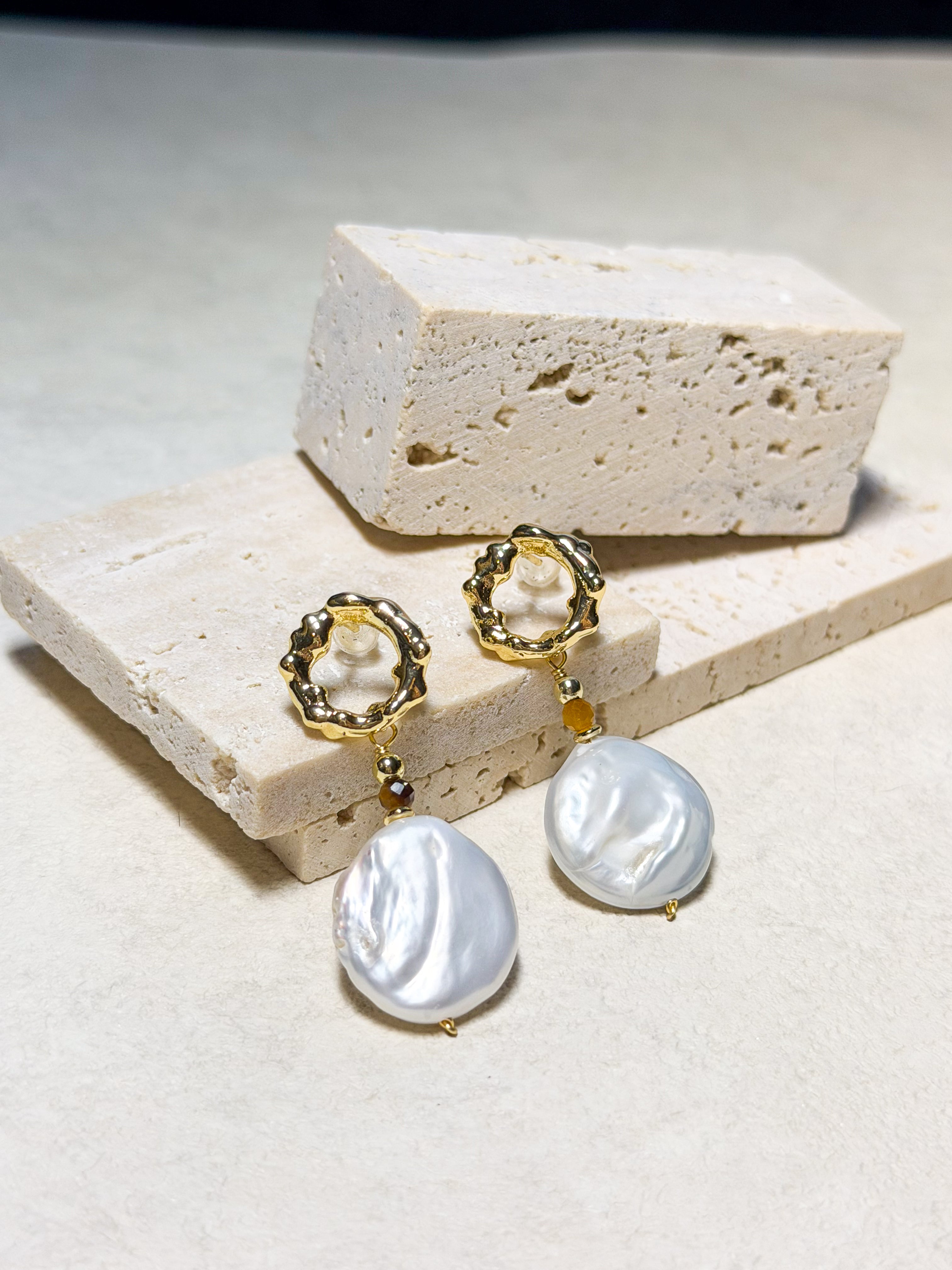 Hammered Gold Baroque Earrings