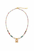 Rainbow Tourmaline & Shell Tablet Necklace