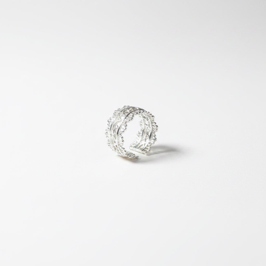 European Architectural Openwork Lace Wide Ring