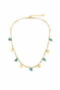 Turquoise & Gold Disc Medley Necklace