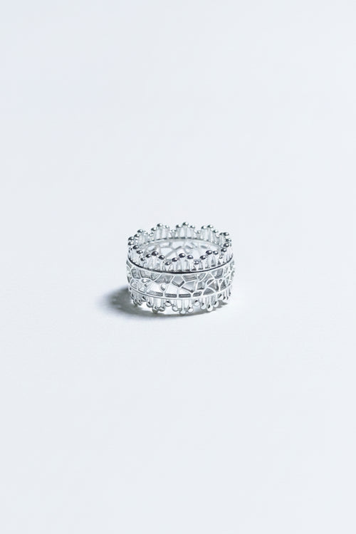 European Architectural Openwork Lace Wide Ring