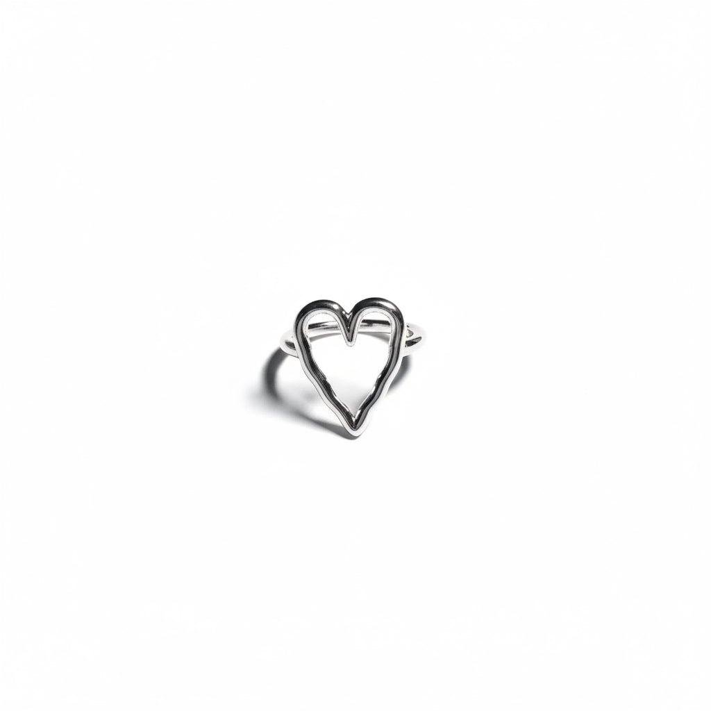 Minimalist Hand-Drawn Heart Thin Ring