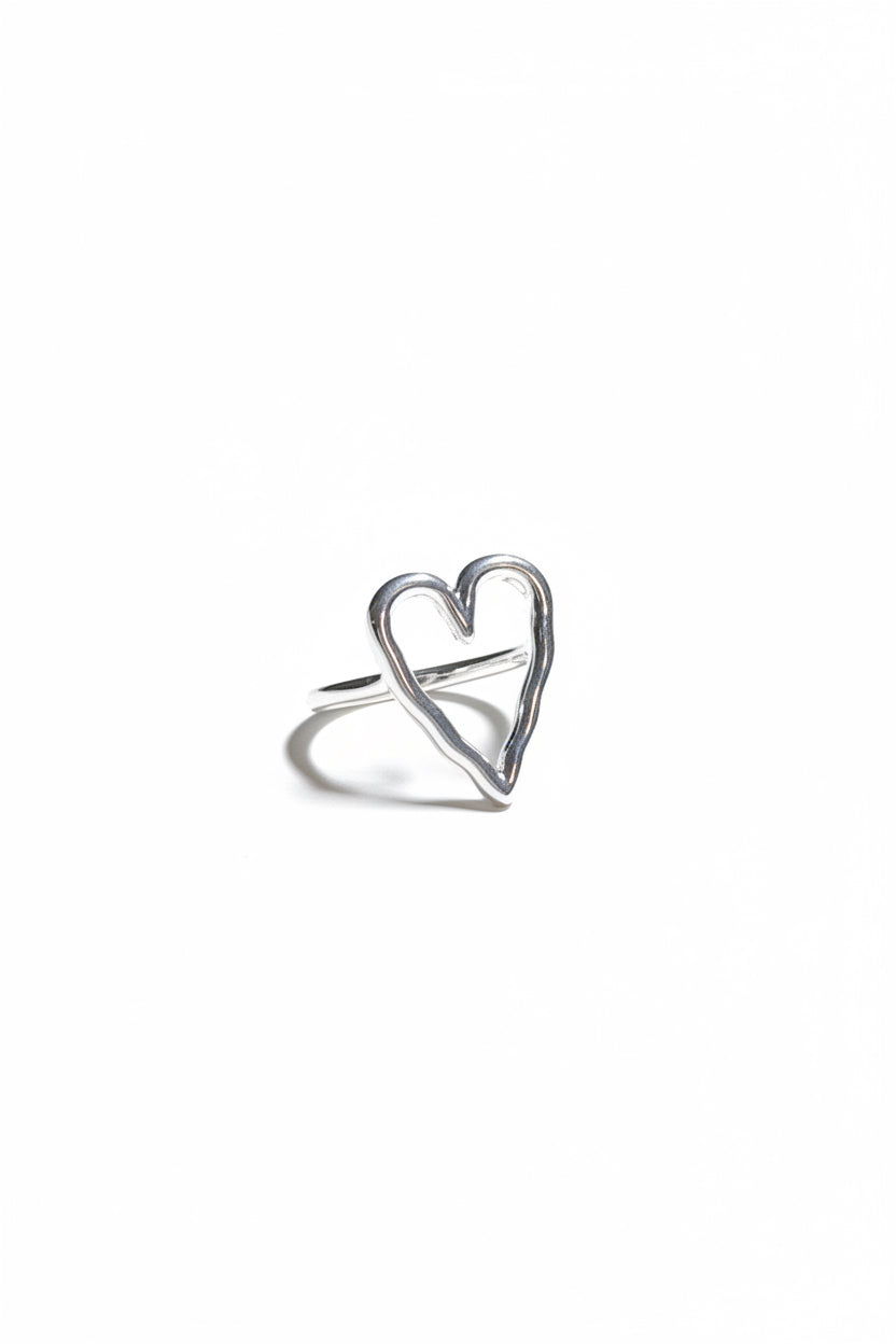 Minimalist Hand-Drawn Heart Thin Ring