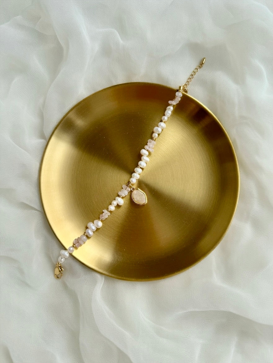 （ Pre-Order ）Aurora Rose Quartz & Pearl Bracelet