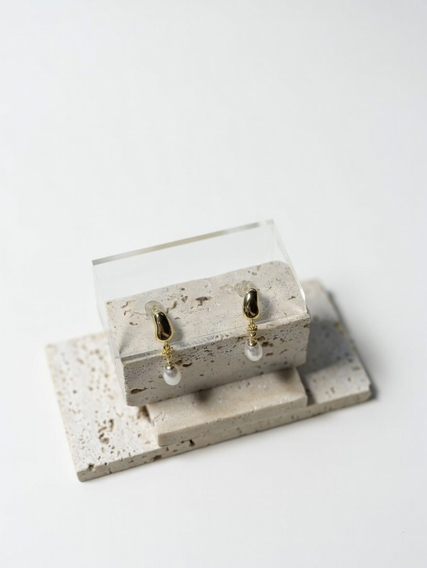 Golden Bean Drop Earrings