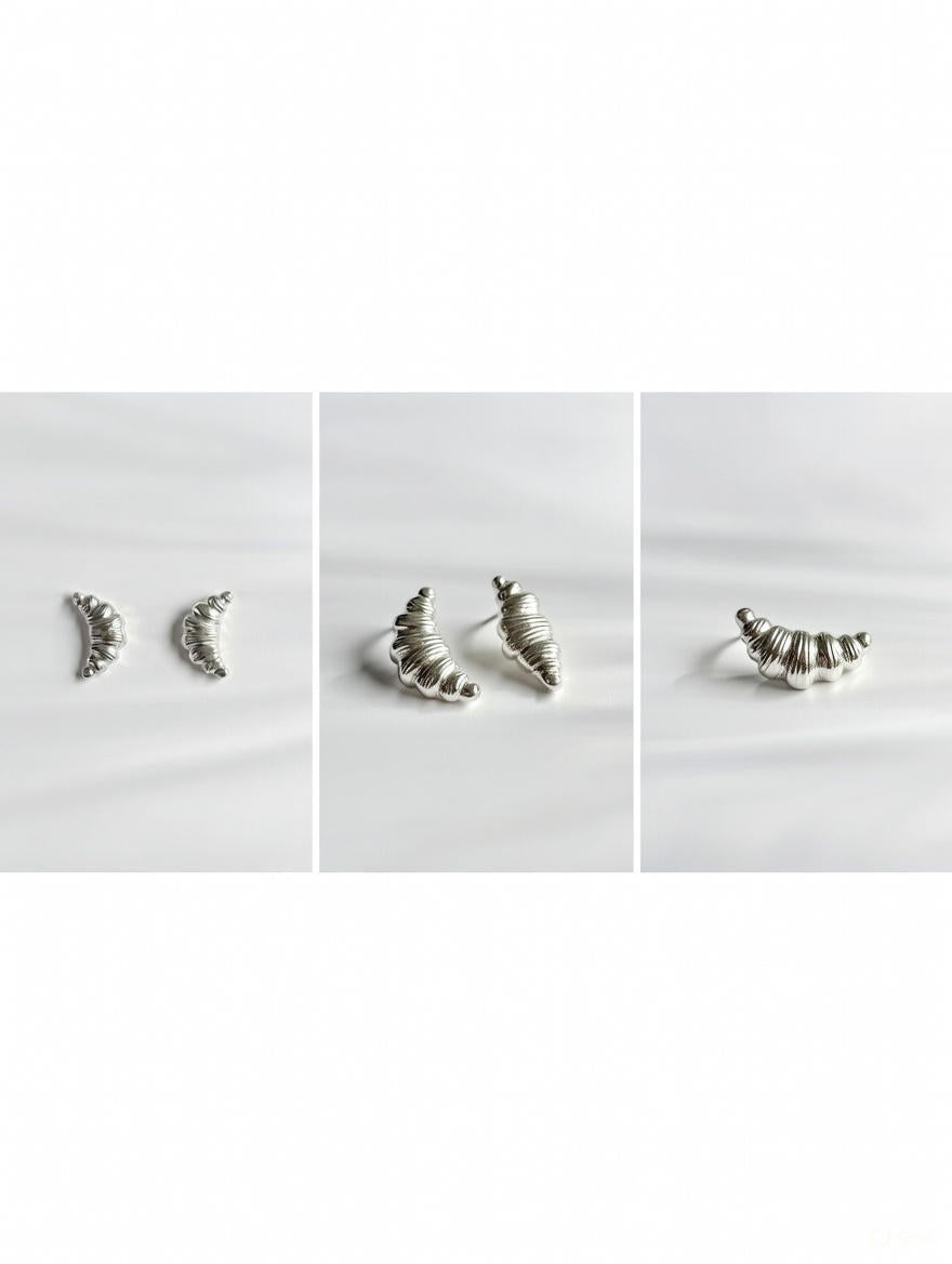 Silver Crossiant Earrings